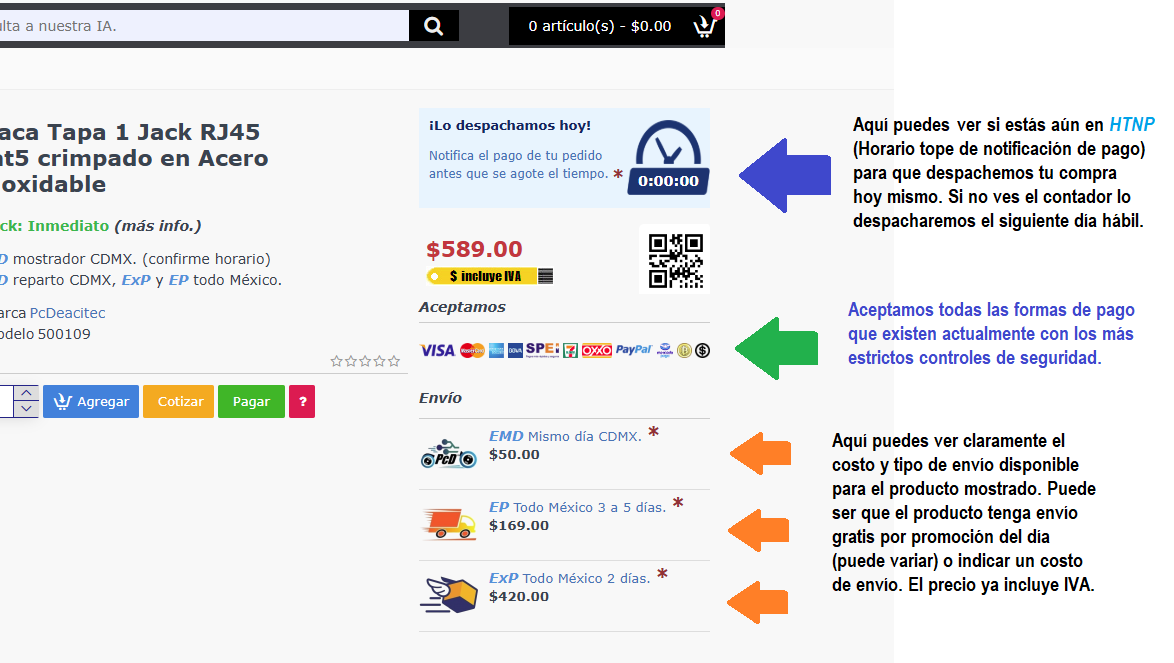 Información de envíos